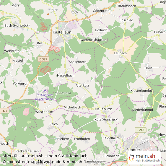 Alterkülz Rhein-Hunsrück-Kreis Landkarte © Openstreetmap Contributors Alterkülz Kleines Dorf Karte