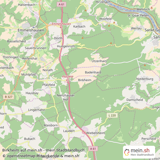 Birkheim Rhein-Hunsrück-Kreis Landkarte © Openstreetmap Contributors Birkheim Kleines Dorf Karte