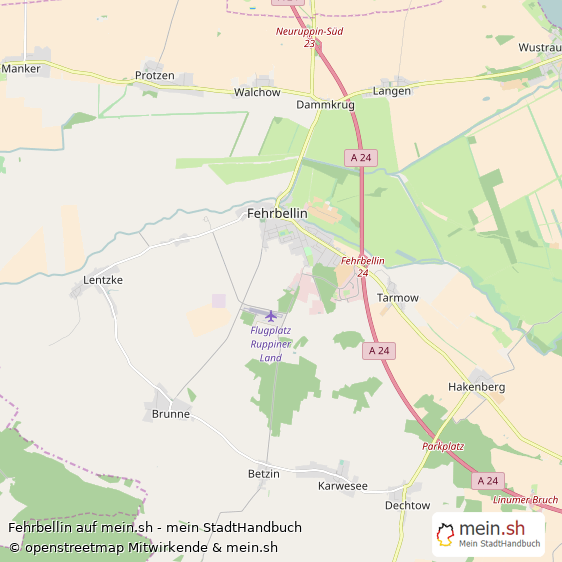 Fehrbellin Landkreis Ostprignitz-Ruppin Landkarte © Openstreetmap Contributors Fehrbellin Große Landstadt Karte