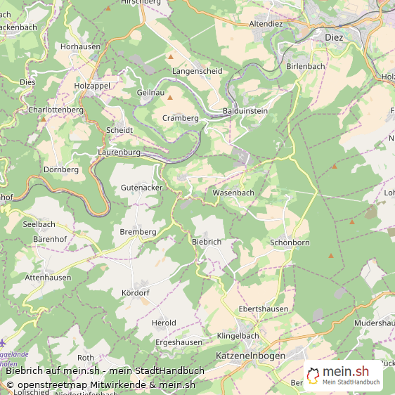 Biebrich Rhein-Lahn-Kreis Landkarte © Openstreetmap Contributors Biebrich Kleines Dorf Karte