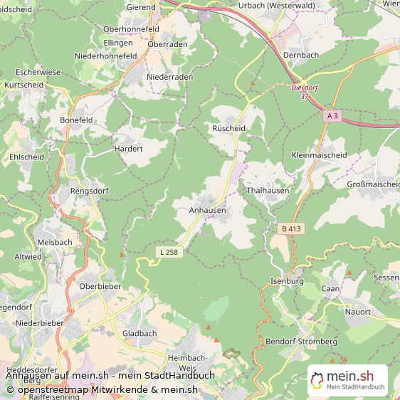 Anhausen Landkreis Neuwied Landkarte © Openstreetmap Contributors Anhausen Großes Dorf Karte