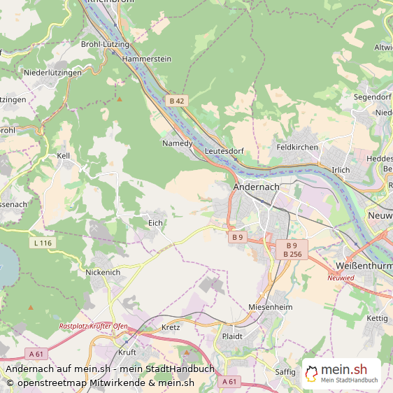 Andernach Kleine Mittelstadt Karte
