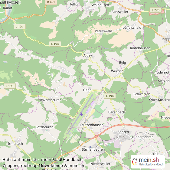 Hahn Rhein-Hunsrück-Kreis Landkarte © Openstreetmap Contributors Hahn Kleines Dorf Karte