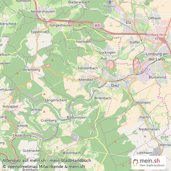 Altendiez Rhein-Lahn-Kreis Landkarte © Openstreetmap Contributors Altendiez Landstadt Karte