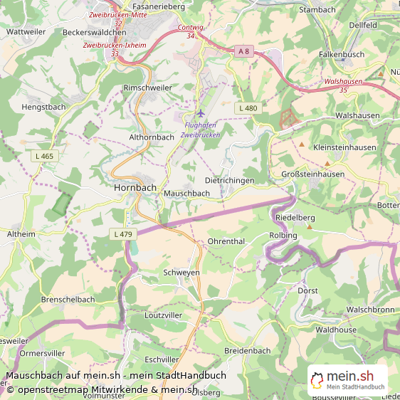 Mauschbach Kleines Dorf Karte