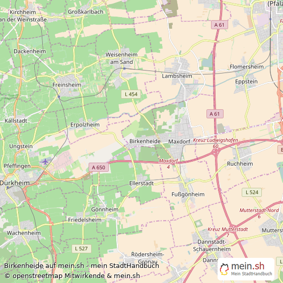 Birkenheide Rhein-Pfalz-Kreis Landkarte © Openstreetmap Contributors Birkenheide Landstadt Karte