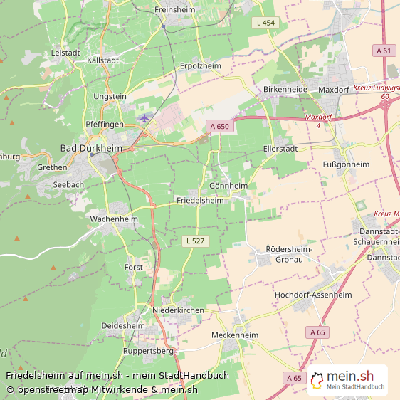 Friedelsheim Landkreis Bad Dürkheim Landkarte © Openstreetmap Contributors Friedelsheim Großes Dorf Karte