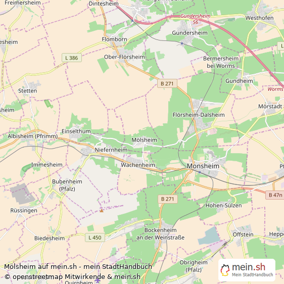 Mölsheim Landkreis Alzey-Worms Landkarte © Openstreetmap Contributors Mölsheim Dorf Karte