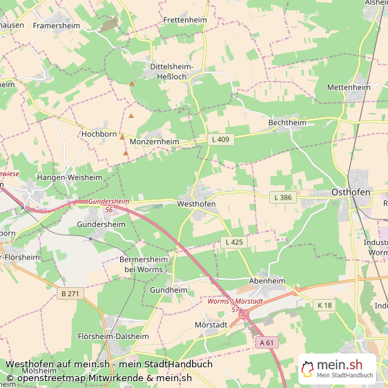 Westhofen Landkreis Alzey-Worms Landkarte © Openstreetmap Contributors Westhofen Landstadt Karte