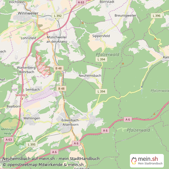 Neuhemsbach Dorf Karte