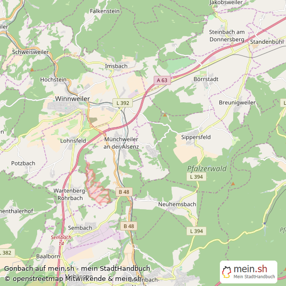 Gonbach Donnersbergkreis Landkarte © Openstreetmap Contributors Gonbach Kleines Dorf Karte