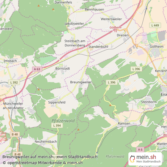 Breunigweiler Donnersbergkreis Landkarte © Openstreetmap Contributors Breunigweiler Kleines Dorf Karte