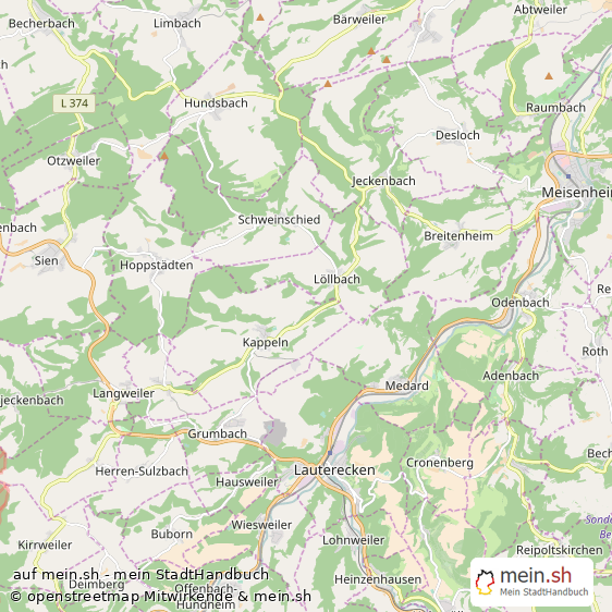 L?llbach Landkreis Bad Kreuznach Landkarte © Openstreetmap Contributors L?llbach Kleines Dorf Karte