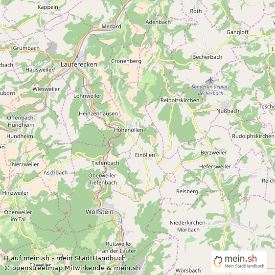 Hohen?llen Landkreis Kusel Landkarte © Openstreetmap Contributors Hohen?llen Kleines Dorf Karte