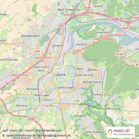 L?beck Kreisfreie Stadt L?beck Landkarte © Openstreetmap Contributors L?beck Kleine Gro?stadt Karte