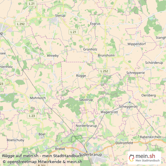 Rügge Landkreis Schleswig-Flensburg Landkarte © Openstreetmap Contributors Rügge Kleines Dorf Karte
