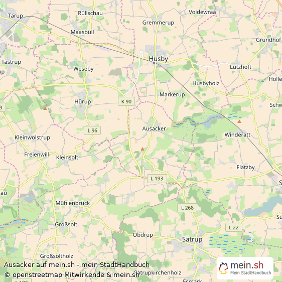 Ausacker Landkreis Schleswig-Flensburg Landkarte © Openstreetmap Contributors Ausacker Kleines Dorf Karte