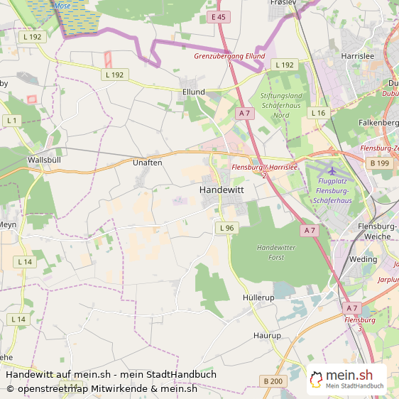 Handewitt Landkreis Schleswig-Flensburg Landkarte © Openstreetmap Contributors Handewitt Kleinstadt Karte