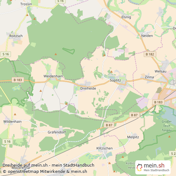 Dreiheide Landkreis Torgau-Oschatz Landkarte © Openstreetmap Contributors Dreiheide Landstadt Karte