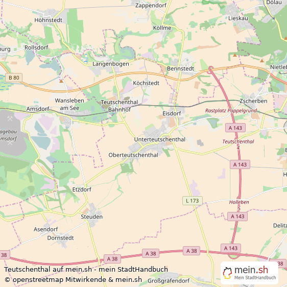 Teutschenthal Saalkreis Landkarte © Openstreetmap Contributors Teutschenthal Kleinstadt Karte