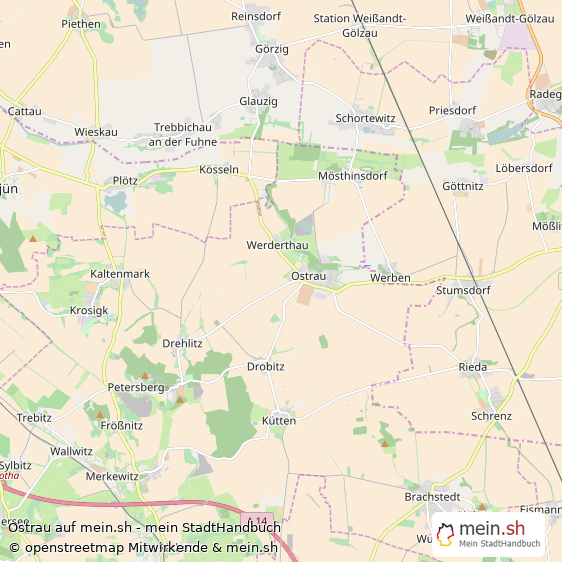 Ostrau Saalkreis Landkarte © Openstreetmap Contributors Ostrau Landstadt Karte