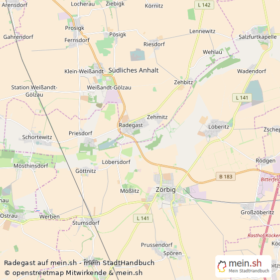 Radegast Landkreis K?then Landkarte © Openstreetmap Contributors Radegast  Karte