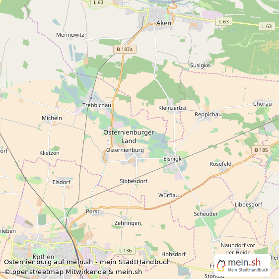 Osternienburg Landkreis K?then Landkarte © Openstreetmap Contributors Osternienburg  Karte