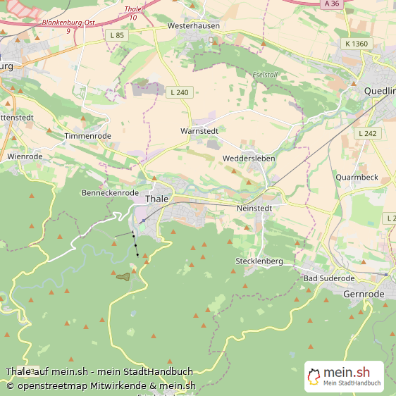Thale Landkreis Quedlinburg Landkarte © Openstreetmap Contributors Thale Kleinstadt Karte