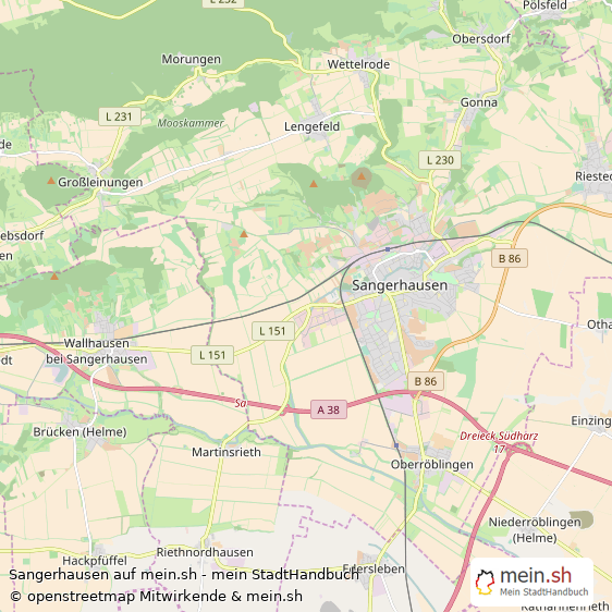Sangerhausen Kleine Mittelstadt Karte