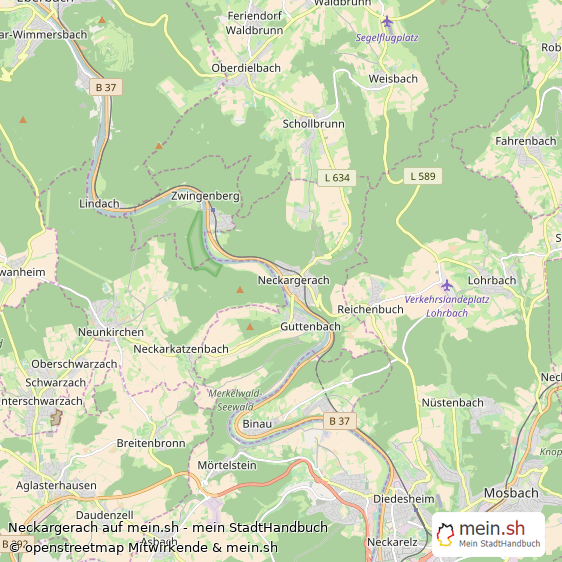 Neckargerach Neckar-Odenwald-Kreis Landkarte © Openstreetmap Contributors Neckargerach Landstadt Karte