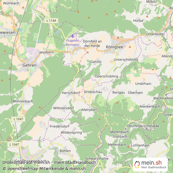 Dröbischau Landkreis Saalfeld-Rudolstadt Landkarte © Openstreetmap Contributors Dröbischau Kleines Dorf Karte