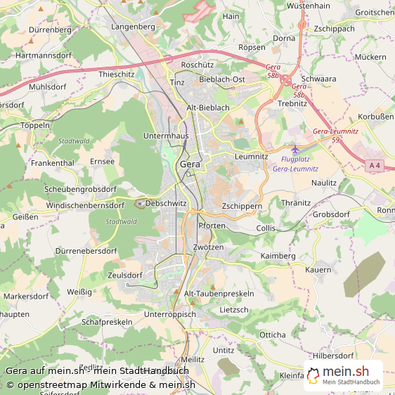 Gera Kreisfreie Stadt Gera Landkarte © Openstreetmap Contributors Gera Mittelstadt Karte