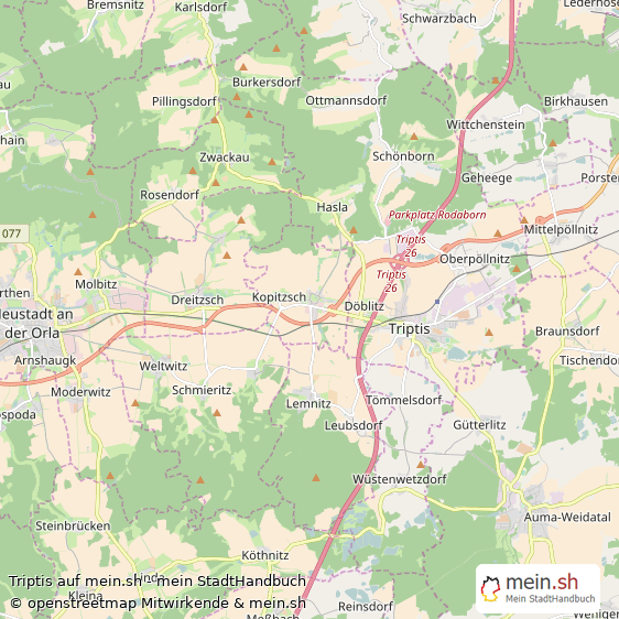 Triptis Saale-Orla-Kreis Landkarte © Openstreetmap Contributors Triptis Landstadt Karte