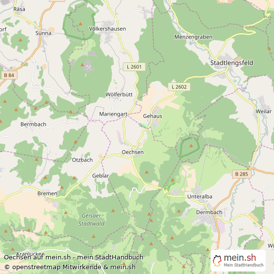 Oechsen Wartburgkreis Landkarte © Openstreetmap Contributors Oechsen Dorf Karte