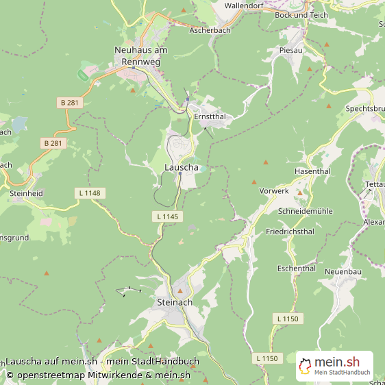 Lauscha Landkreis Sonneberg Landkarte © Openstreetmap Contributors Lauscha Landstadt Karte