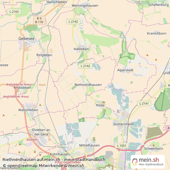 Riethnordhausen Groes Dorf Karte