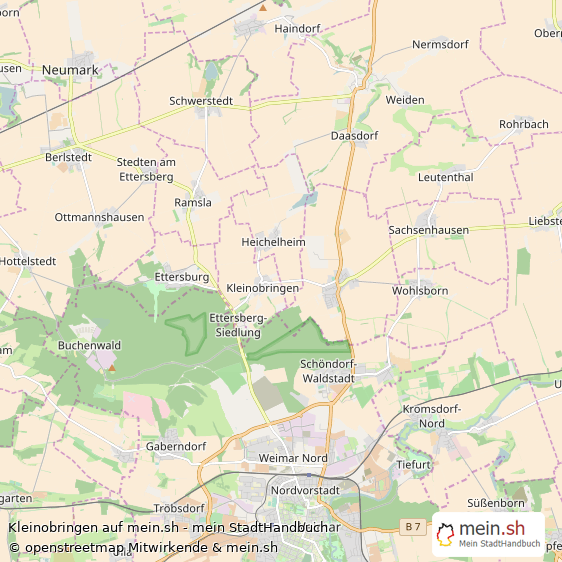 Kleinobringen Landkreis Weimarer Land Landkarte © Openstreetmap Contributors Kleinobringen Kleines Dorf Karte
