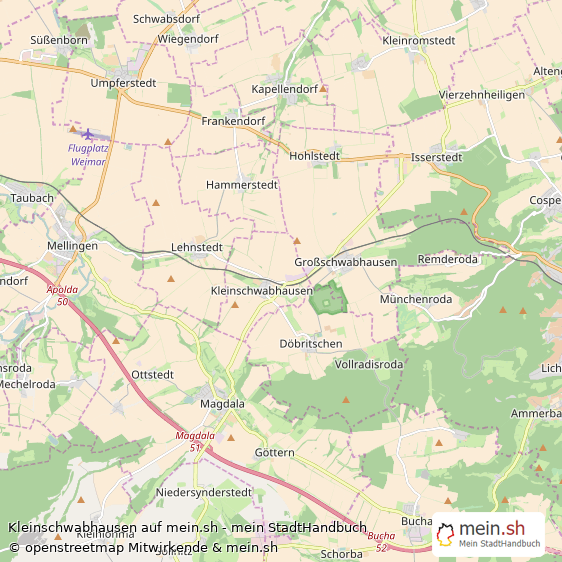 Kleinschwabhausen Landkreis Weimarer Land Landkarte © Openstreetmap Contributors Kleinschwabhausen Kleines Dorf Karte