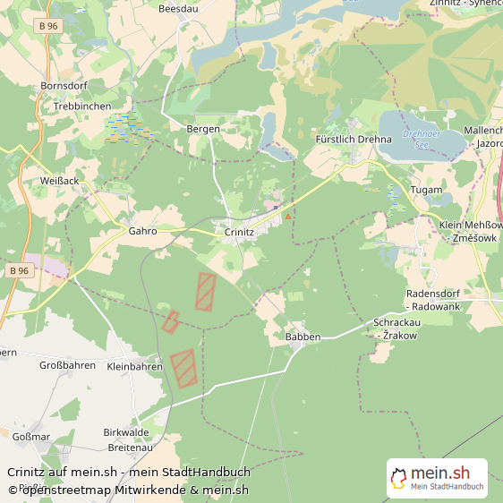 Crinitz Landkreis Elbe-Elster Landkarte © Openstreetmap Contributors Crinitz Großes Dorf Karte
