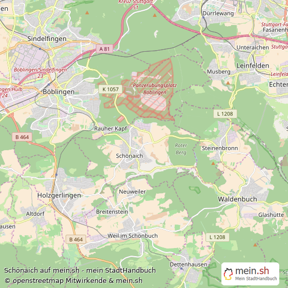 Schönaich Landkreis Böblingen Landkarte © Openstreetmap Contributors Schönaich Große Landstadt Karte