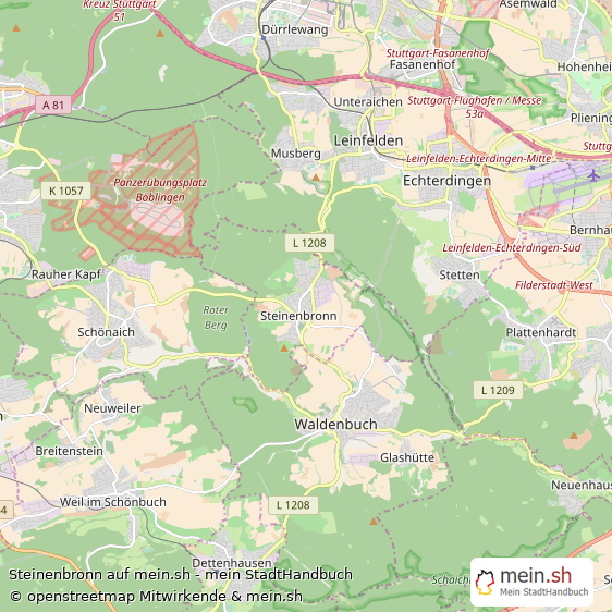 Steinenbronn Landkreis Böblingen Landkarte © Openstreetmap Contributors Steinenbronn Große Landstadt Karte