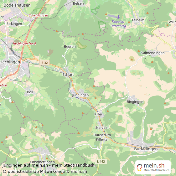 Jungingen Zollernalbkreis Landkarte © Openstreetmap Contributors Jungingen Großes Dorf Karte