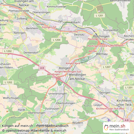 Köngen Landkreis Esslingen Landkarte © Openstreetmap Contributors Köngen Große Landstadt Karte