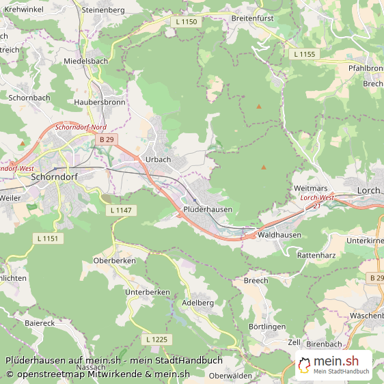 Plüderhausen Rems-Murr-Kreis Landkarte © Openstreetmap Contributors Plüderhausen Große Landstadt Karte