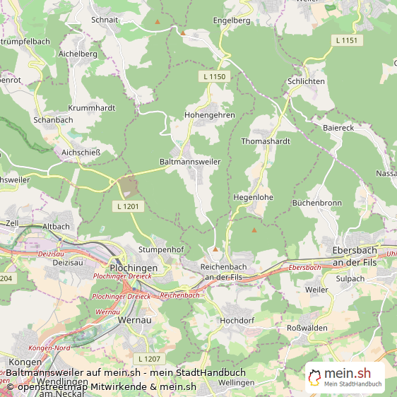 Baltmannsweiler Landkreis Esslingen Landkarte © Openstreetmap Contributors Baltmannsweiler Große Landstadt Karte