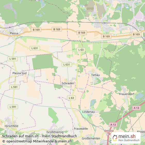 Schraden Landkreis Elbe-Elster Landkarte © Openstreetmap Contributors Schraden Dorf Karte