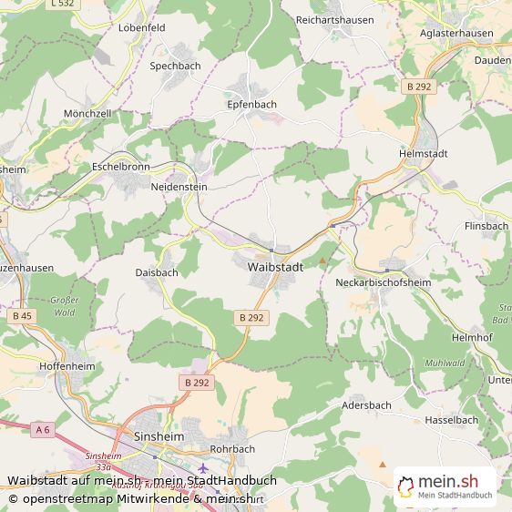 Waibstadt Rhein-Neckar-Kreis Landkarte © Openstreetmap Contributors Waibstadt Große Landstadt Karte