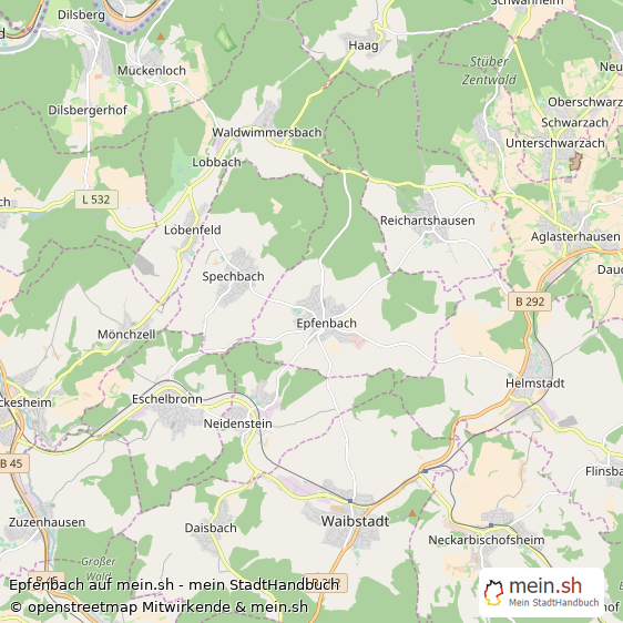 Epfenbach Rhein-Neckar-Kreis Landkarte © Openstreetmap Contributors Epfenbach Landstadt Karte