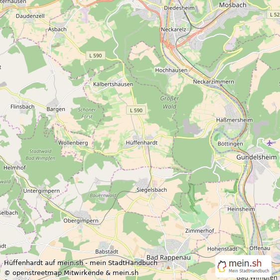 Hüffenhardt Neckar-Odenwald-Kreis Landkarte © Openstreetmap Contributors Hüffenhardt Landstadt Karte