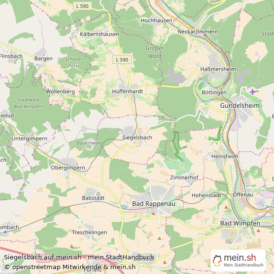 Siegelsbach Landkreis Heilbronn Landkarte © Openstreetmap Contributors Siegelsbach Großes Dorf Karte